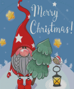 Aesthetic Christmas Gnome With Tree Diamond Painting