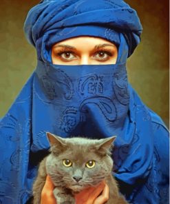 Aesthetic Arab Lady And Cat Diamond Painting