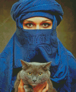 Aesthetic Arab Lady And Cat Diamond Painting
