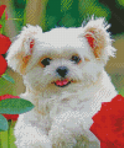 Aesthetic Puppy With Rose Diamond Painting