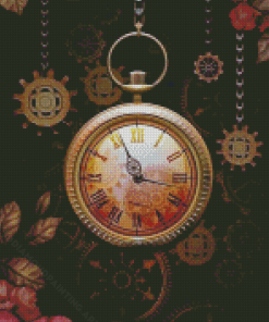 Aesthetic Vintage Floral Clock Diamond Painting
