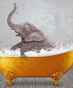 Elephant In Golden Tub Diamond Painting