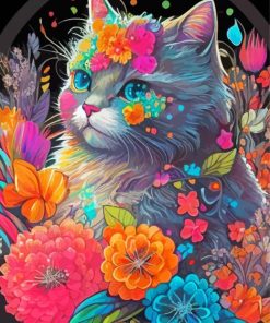 Floral Cat Art Diamond Painting