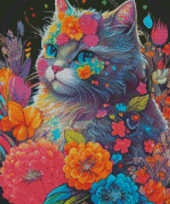 Floral Cat Art Diamond Painting