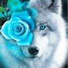 Floral Grey Wolf Diamond Painting