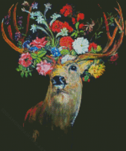 Flower Deer Art Diamond Painting