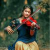 Indian Woman Posing Violin Diamond Painting