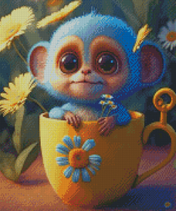 Monkey In A Mug Diamond Painting