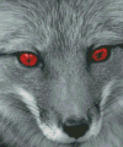 Monochrome Fox With Red Eyes Diamond Painting