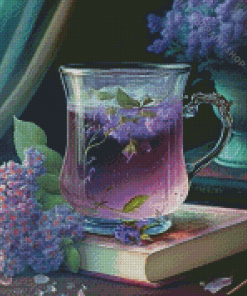 Purple Floral Tea Diamond Painting