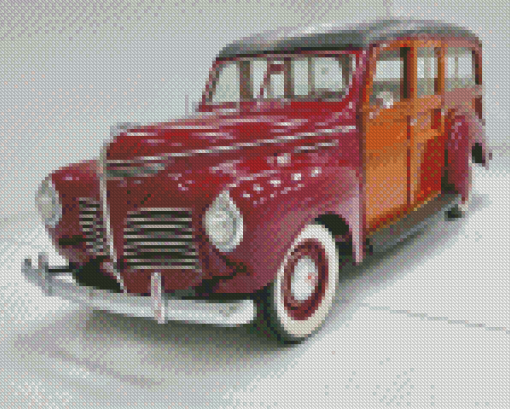 Red Vintage Woody Car Diamond Painting