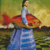 Vintage Fish Woman Diamond Painting