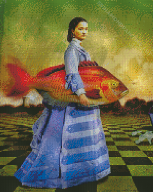 Vintage Fish Woman Diamond Painting