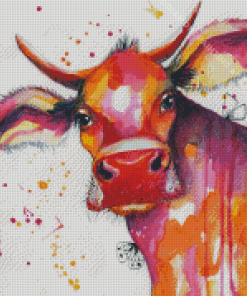 Watercolor Cow With Butterflies Diamond Painting