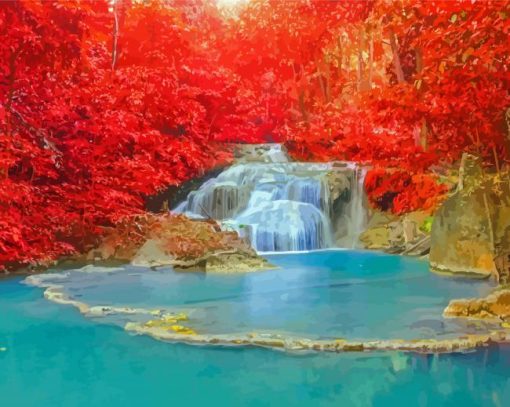 Waterfull Lake Landscape Diamond Painting