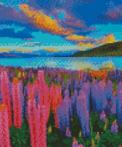 Beautiful Lupines Field Nature Diamond Painting