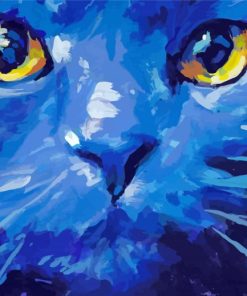 Blue Abstract Cat Art Diamond Painting