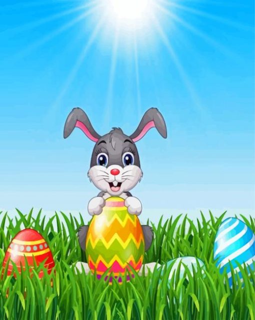 Cartoon Rabbit Holding Eeaster Diamond Painting