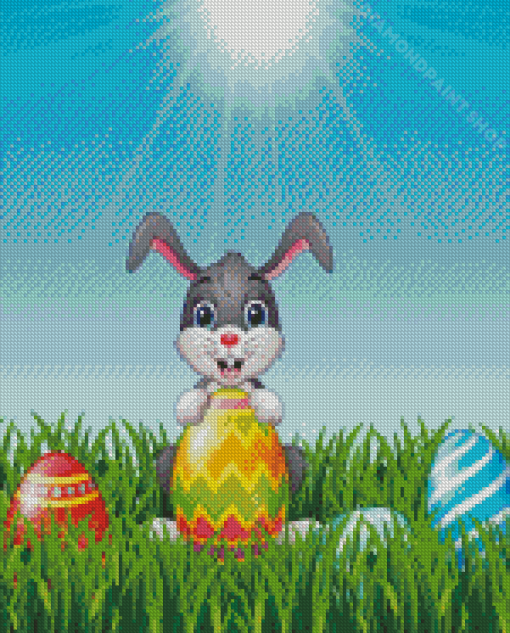 Cartoon Rabbit Holding Eeaster Diamond Painting