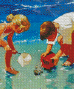 Children On Beach Diamond Painting