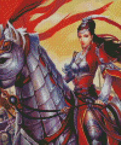 Chinese Woman Warrior On Horse Diamond Painting