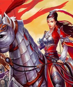 Chinese Woman Warrior On Horse Diamond Painting