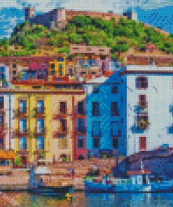 Colorful Buildings In Sardinia Diamond Painting