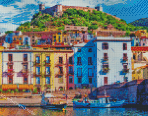 Colorful Buildings In Sardinia Diamond Painting