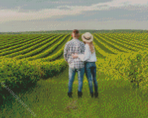 Couple In Farm Field Diamond Painting