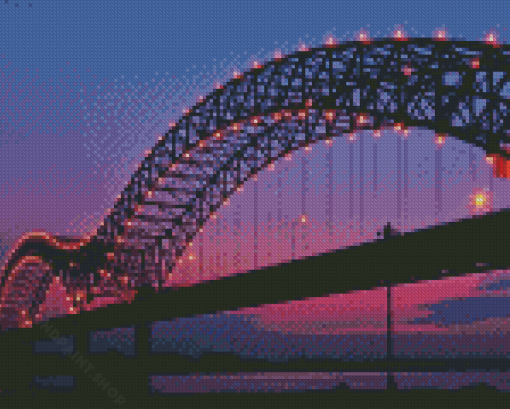 Memphis Bridge Sunset Diamond Painting