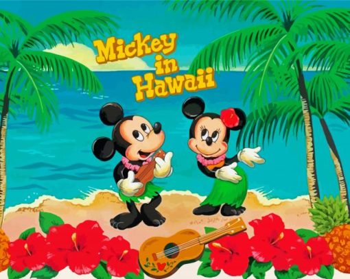 Mickey And Minnie In Hawaii Diamond Painting