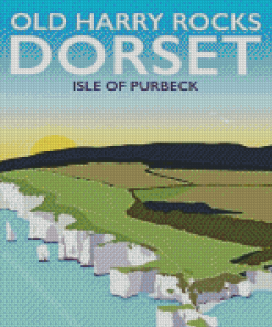 Old Harry Rocks Dorset Isle Of Purbeck Poster Diamond Painting