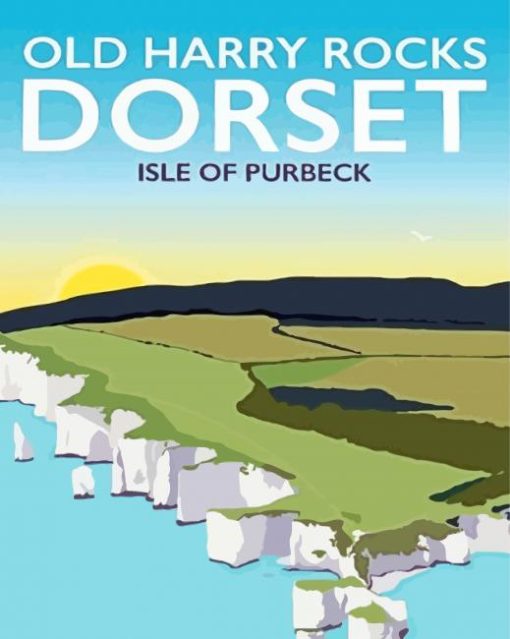 Old Harry Rocks Dorset Isle Of Purbeck Poster Diamond Painting