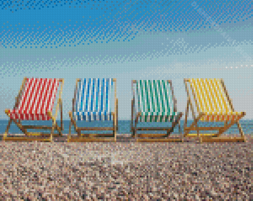 Sea Side With Deckchair Diamond Painting