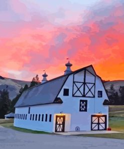 Yellowstone Barn Sunset Diamond Painting