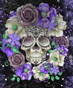 Aeshetic Floral Skull Diamond Painting