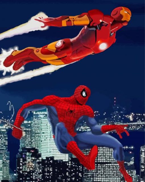 Aesthetic Iron Man And Spiderman Heroes Diamond Painting