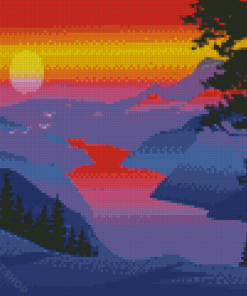 Aesthetic Mountain Silhouette Diamond Painting