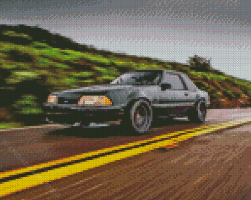 Black Mustang Fox Body Diamond Painting