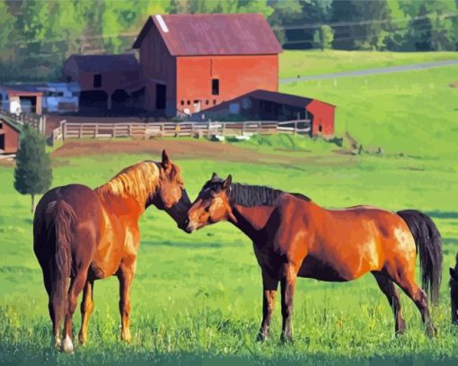 Brown Horse In Farm Diamond Painting