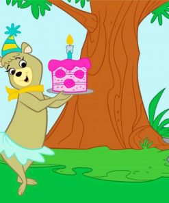 Cindy Bear With Birthday Cake Diamond Painting