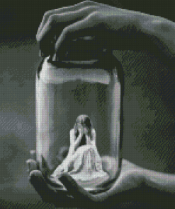 Crying Woman In Bottle Diamond Painting