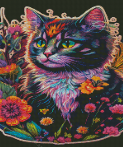 Floral Cat Diamond Painting