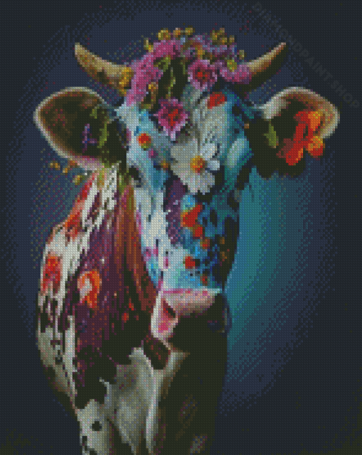 Floral Cow Diamond Painting