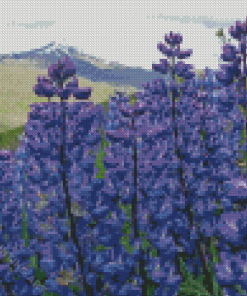 Purple Lupines Field Nature Diamond Painting