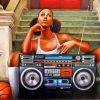 Vintage African Lady And Boom Box Diamond Painting