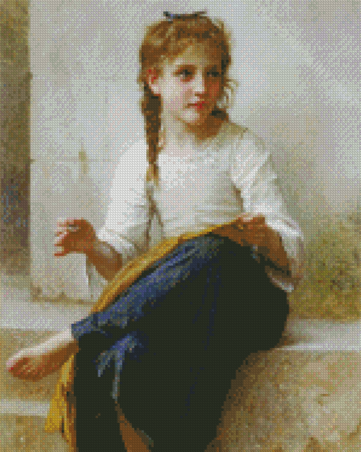 Young Girl Sewing Diamond Painting