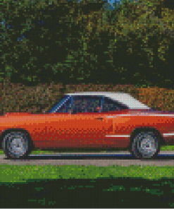 1970 Super Bee Orange Car Side View Diamond Painting