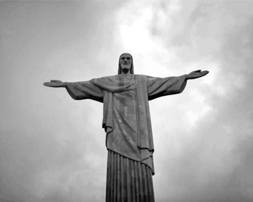 Black And White Christ The Redeemer Diamond Painting