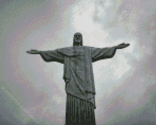 Black And White Christ The Redeemer Diamond Painting